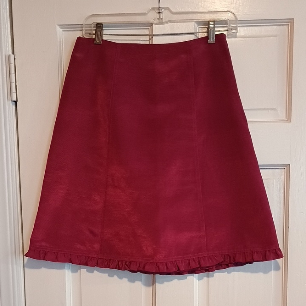 NWOT Betsey Johnson Burgundy A-Line Skirt with Ruffle Hem